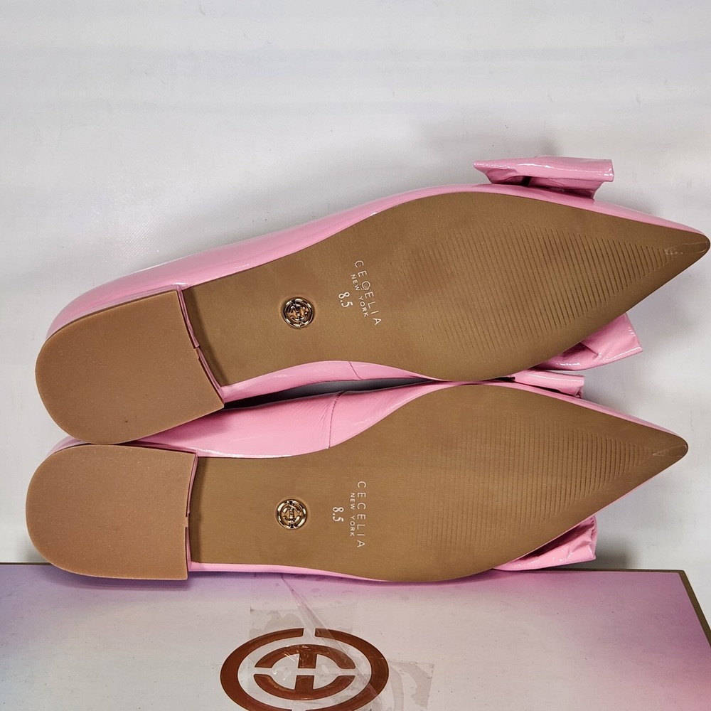 Cecelia New York Flats Women Size 8.5 Pink Brie Bow Patent Leather Pointed Toe - Picture 6 of 8